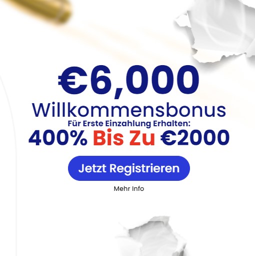 Auffälliges Seitenbanner, das den großzügigen 6000+ Euro Willkommensbonus des 24casino bewirbt und Neukunden einlädt, dieses attraktive Angebot in Anspruch zu nehmen.